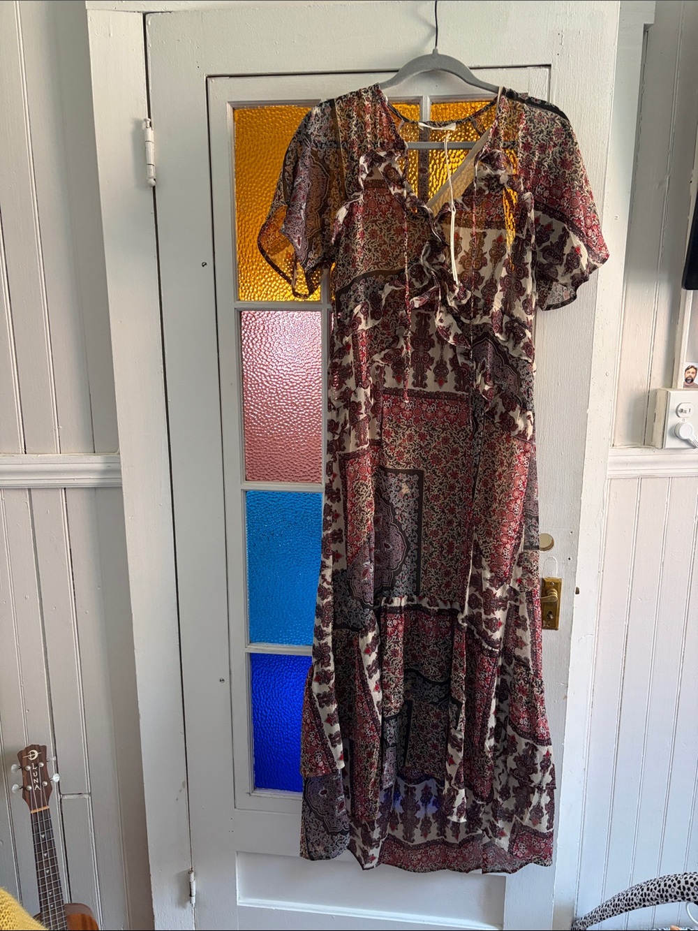 lovestitch Patchwork Floral Maxi Dress - Red, Tan